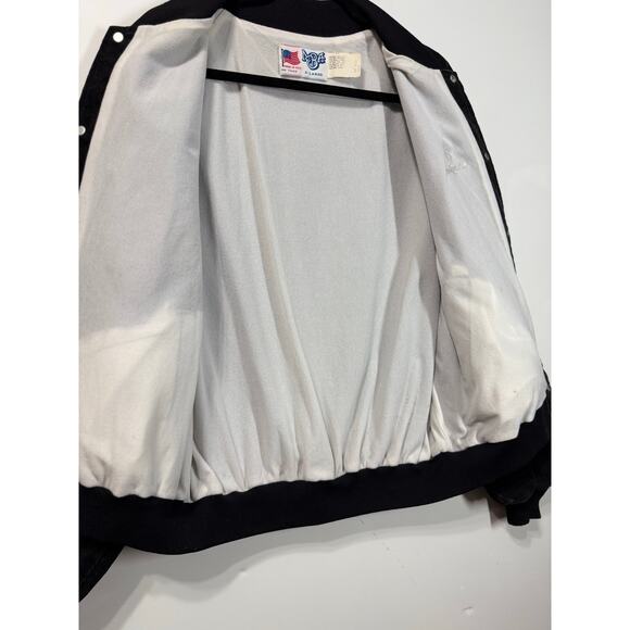 Champion MBA Varsity Jacket VTG Black Corduroy USA Snap Button Sports 90s Men XL - Picture 9 of 11